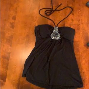 Jeweled black halter top